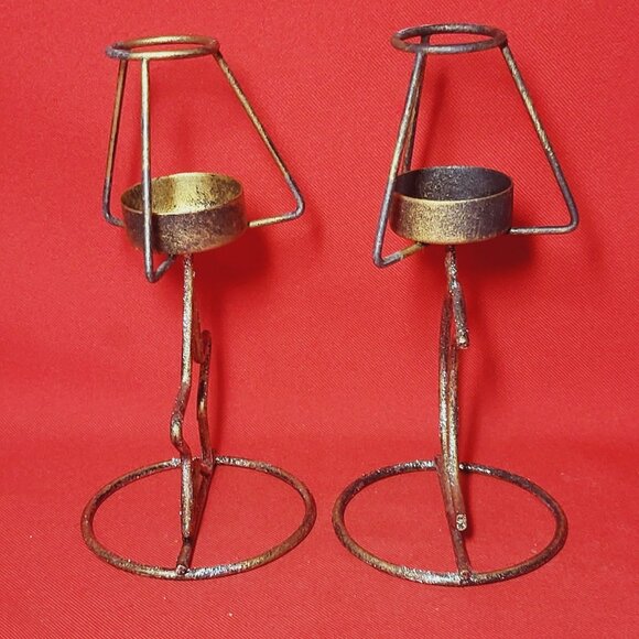 Metal Star Moon Tea Light Candle Holder Set of 2 - Picture 4 of 10